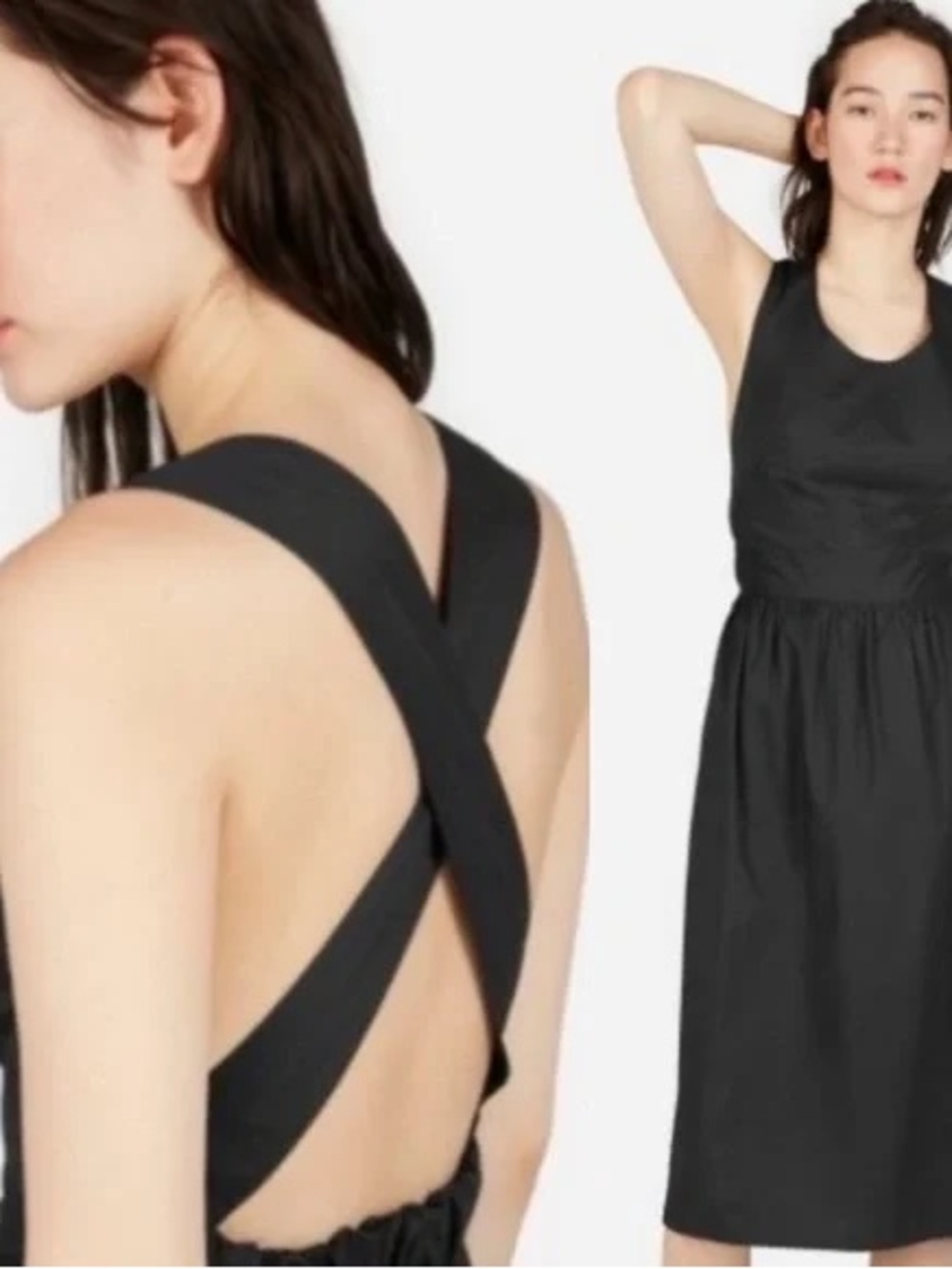 Everlane Open Back Pinafore Dress 10 Black
